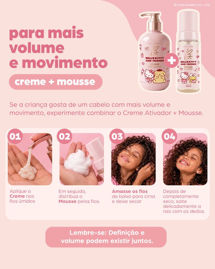 Página do guia: mais volume e movimento com creme e mousse